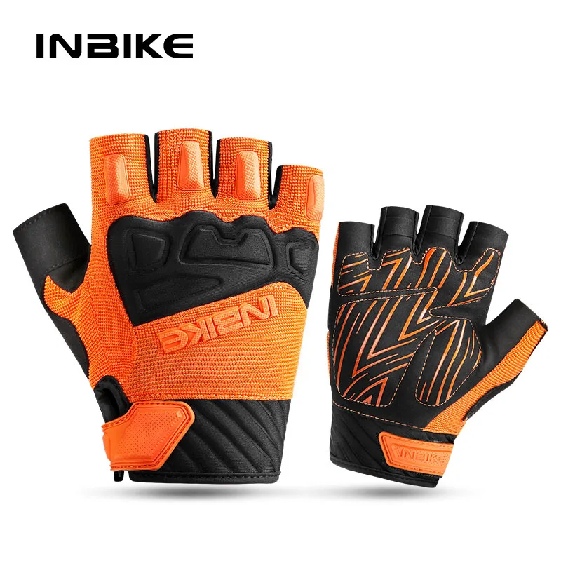 Mountain Biking Gloves Mens - ถุงมือปั่นจักรยานแบบครึ่งนิ้ว INBIKE ระบายอากาศได้ดี ซับแรงกระแทก ถุงมือปั่นจักรยานเสือภูเขาและจักรยานถนน อุปกรณ์ปั่นจักรยานระดับมืออาชีพ