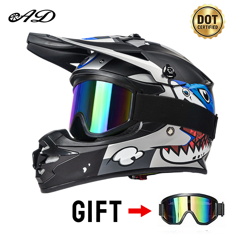 Mountain Biking Helmet Kids - หมวกกันน็อคสำหรับเด็กที่ได้รับการรับรองมาตรฐาน DOT เหมาะสำหรับการขับขี่ออฟโรด ขี่บนถนน ขี่จักรยานเสือภูเขา พร้อมแว่นตาป้องกัน