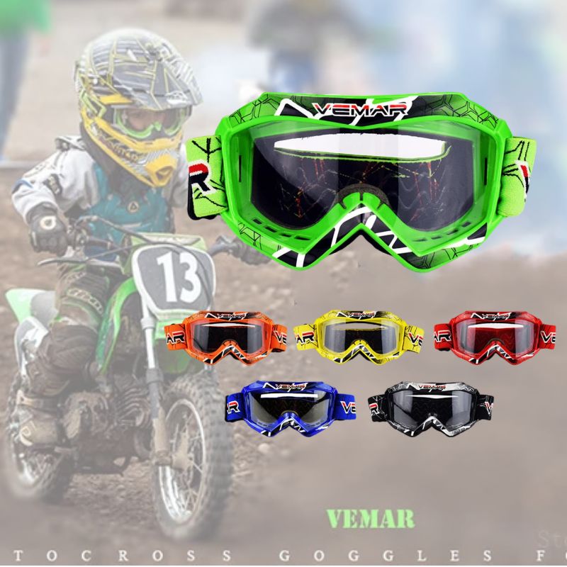 Mountain Biking Helmet Kids - แว่นตาสำหรับขี่มอเตอร์ไซค์เด็ก Vemar แว่นตากันลมสำหรับเด็ก ขี่มอเตอร์ไซค์วิบาก MX MTB