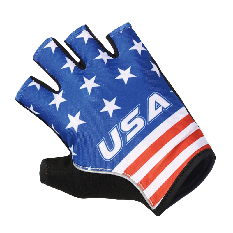 USA blue half finger ขี่จักรยา - Mountain Biking Gloves Mens บทวิจารณ์และราคา
