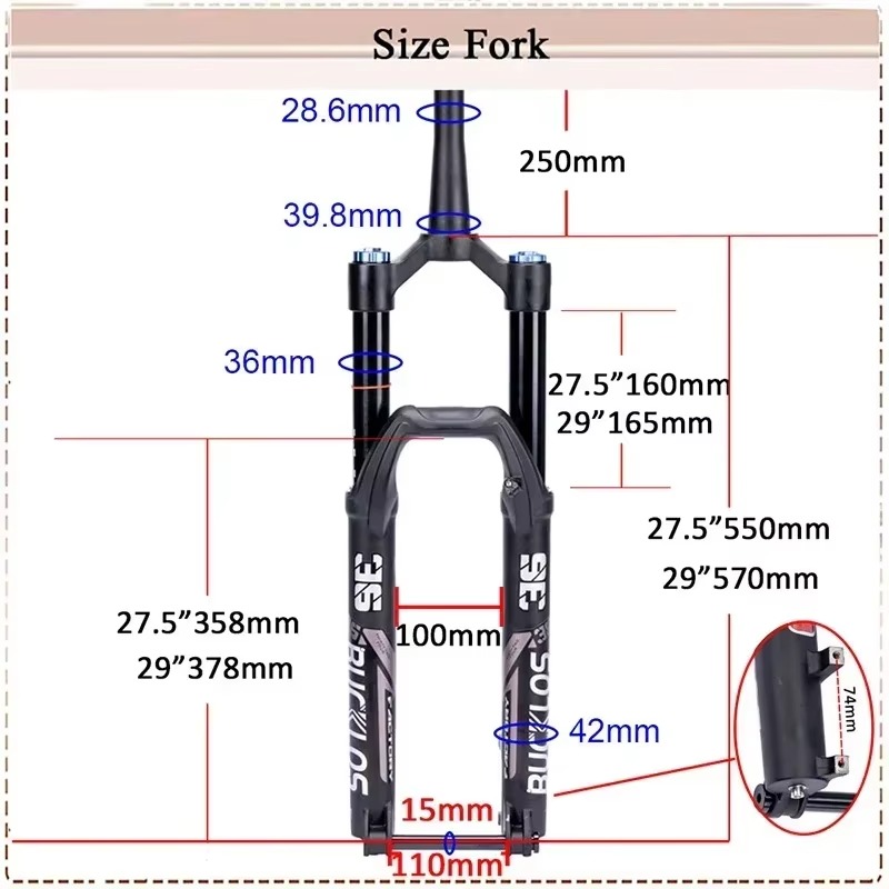 โช้คอัพหน้า BUCKLOS ขนาด 27.5/ - Mtb Fork Air บทวิจารณ์และราคา