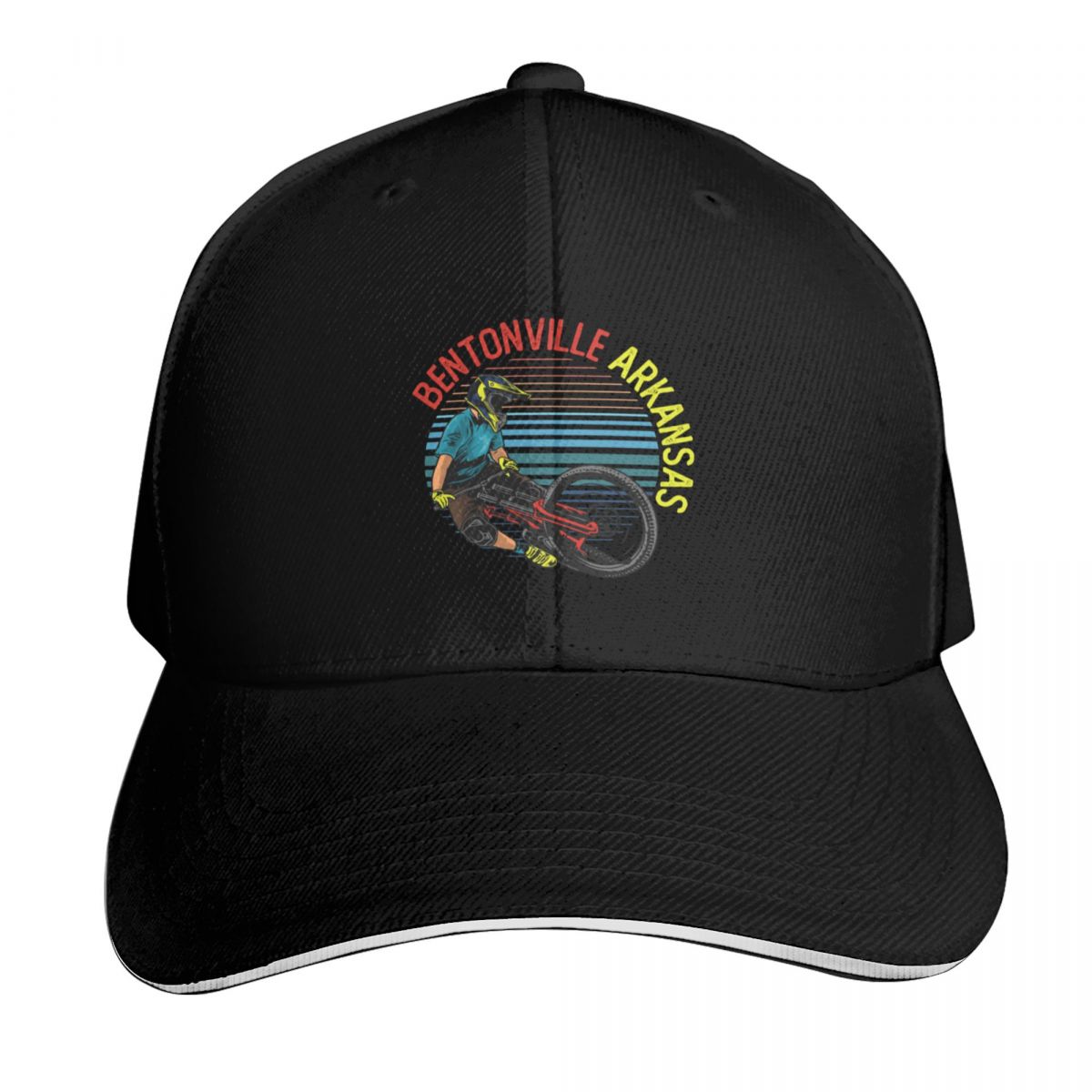 หมวกเบสบอลวินเทจเรโทร ลายปั่นจ - Mountain Biking Bentonville Arkansas บทวิจารณ์และราคา